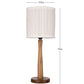Wooden Brown Lamp with pleeted White Shade