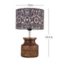 Wooden Carved Lamp with Indian Art Multicolor Shade