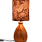 Wooden Dome Table Lamp Blue Leaves Shade