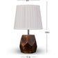 Wooden Hexa Lamp with Pleeted Cotton White Shade