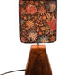 Wooden Pyramid Lamp with Black Floral Stich Lamp Shade