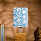 Wooden Stripped Cube Lamp with Colorful Blue Shade