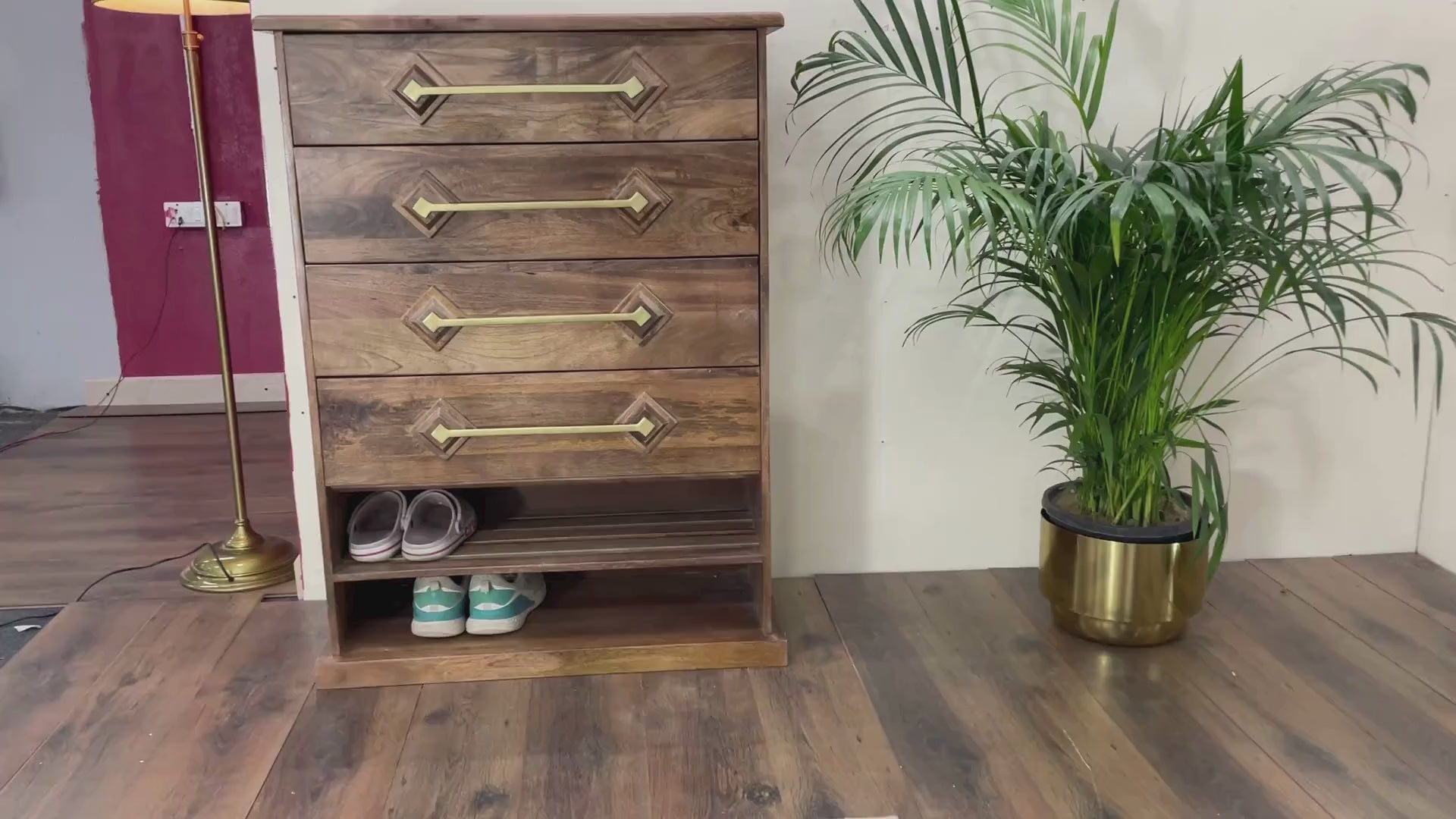 Rhombus Wooden 6-Tier Shoe Cabinet