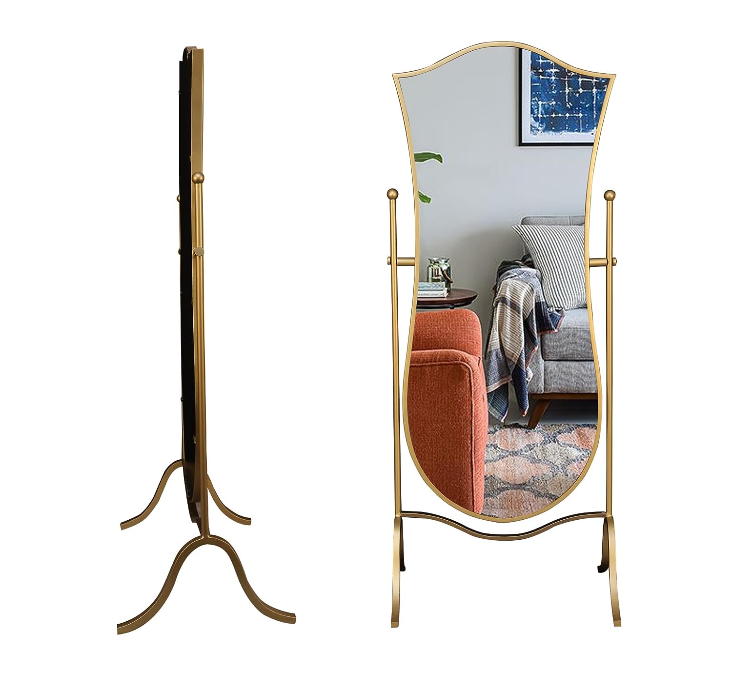 Luxe Cheval Metal Full-length Mirror with Stand